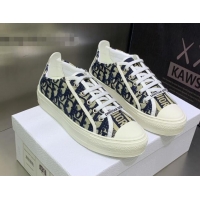 Popular Style Dior Walk'n'Dior Sneakers in Deep Blue Oblique Embroidered Cotton 082553