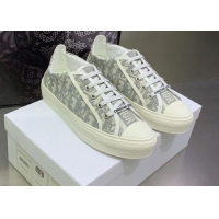 Classic Hot Dior Walk'n'Dior Sneakers in Grey Oblique Embroidered Cotton 082554