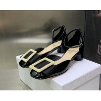 Top Grade Dior Idylle Patent Leather Pumps 3.5cm with Pearl Bow Black 090866