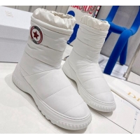 Luxury Dior Frost Ankle Boots in Quilted Nylon and Shearling White 092137