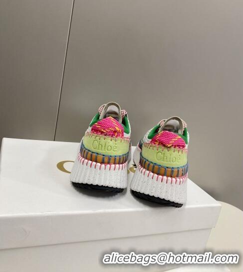 Chic Discount Chloe Nama Stitching Sneakers C1237 White/Green 2022