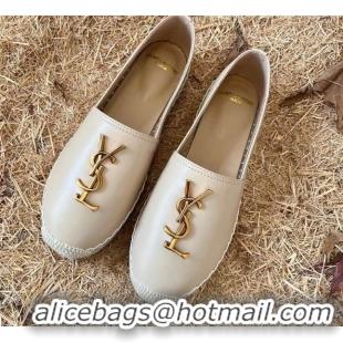 Grade Saint Laurent YSL Lambskin Espadrilles Beige 0720115