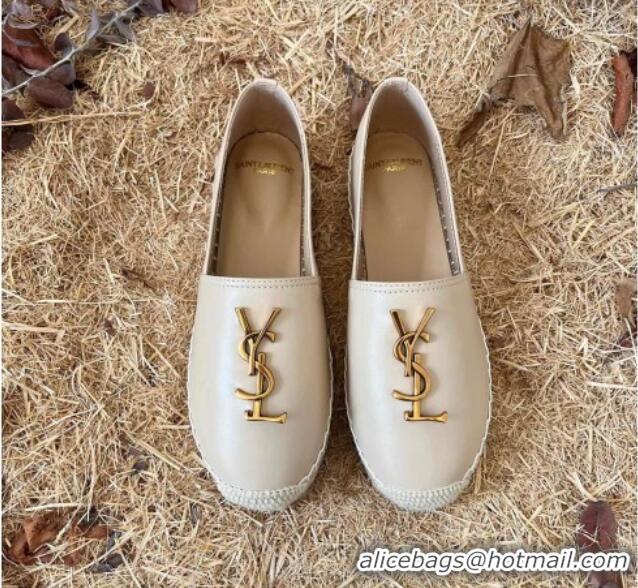 Grade Saint Laurent YSL Lambskin Espadrilles Beige 0720115