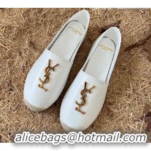 Low Price Saint Laurent YSL Lambskin Espadrilles White 0720116