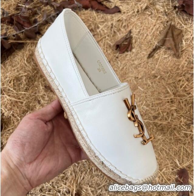 Low Price Saint Laurent YSL Lambskin Espadrilles White 0720116