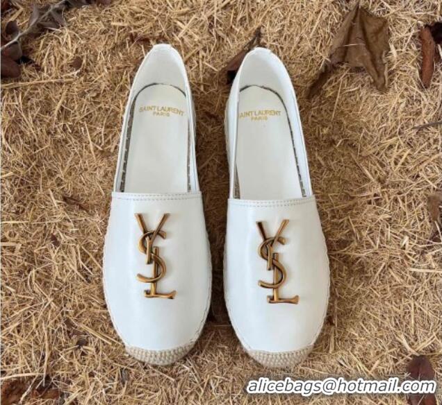 Low Price Saint Laurent YSL Lambskin Espadrilles White 0720116