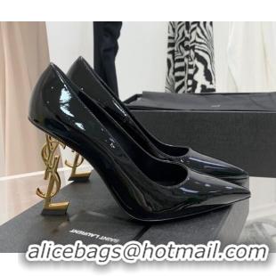 Luxury Saint Laurent Patent Leather YSLHigh Heel Pumps 11cm Black/Gold 081358