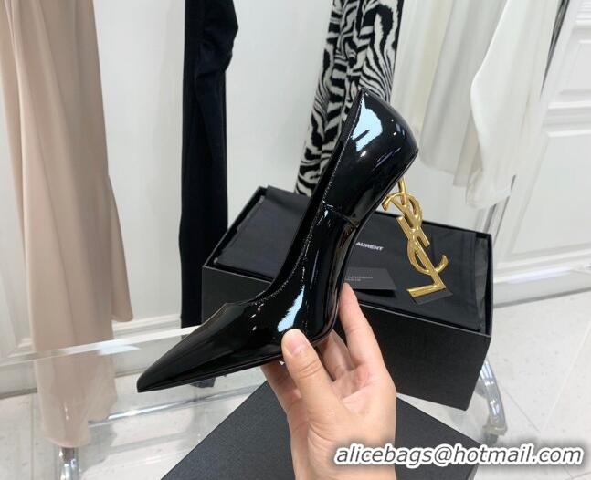 Luxury Saint Laurent Patent Leather YSLHigh Heel Pumps 11cm Black/Gold 081358