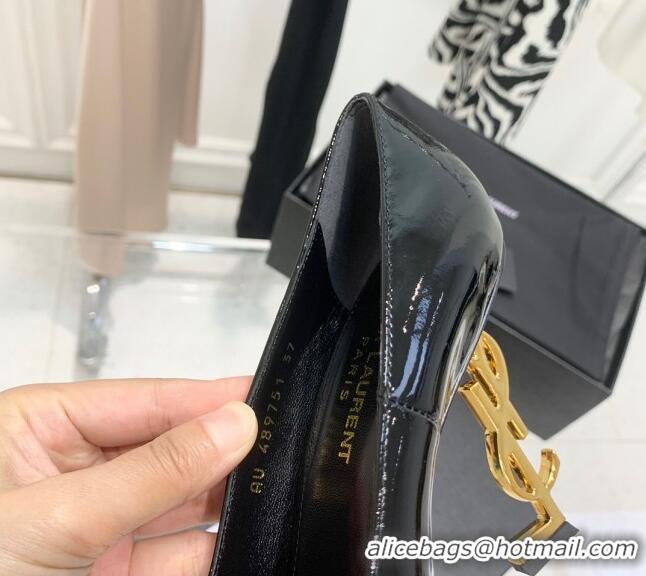 Luxury Saint Laurent Patent Leather YSLHigh Heel Pumps 11cm Black/Gold 081358