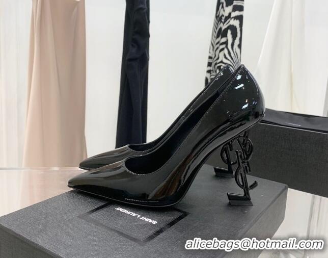 Good Quality Saint Laurent Patent Leather YSLHigh Heel Pumps 11cm All Black 081359