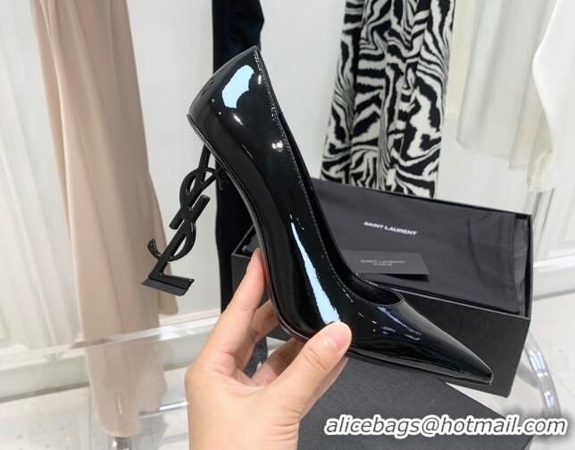 Good Quality Saint Laurent Patent Leather YSLHigh Heel Pumps 11cm All Black 081359