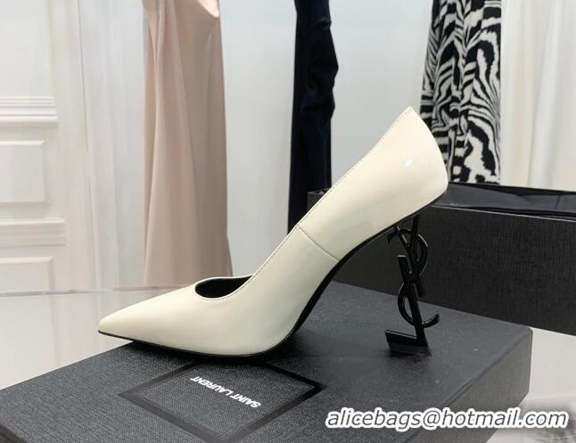 Sumptuous Saint Laurent Patent Leather YSLHigh Heel Pumps 11cm White/Black 081360