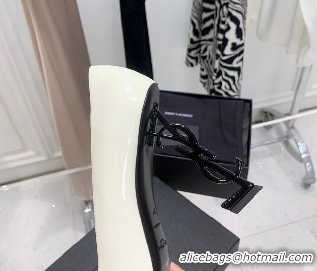 Sumptuous Saint Laurent Patent Leather YSLHigh Heel Pumps 11cm White/Black 081360