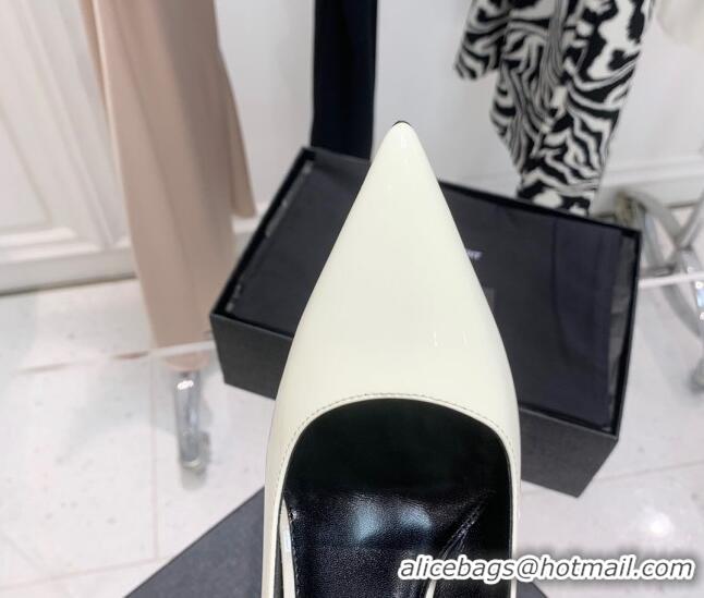 Sumptuous Saint Laurent Patent Leather YSLHigh Heel Pumps 11cm White/Black 081360