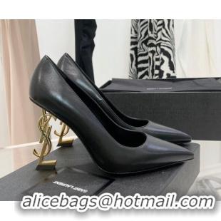 Best Price Saint Laurent Lambskin YSLHigh Heel Pumps 11cm Black/Gold 081361