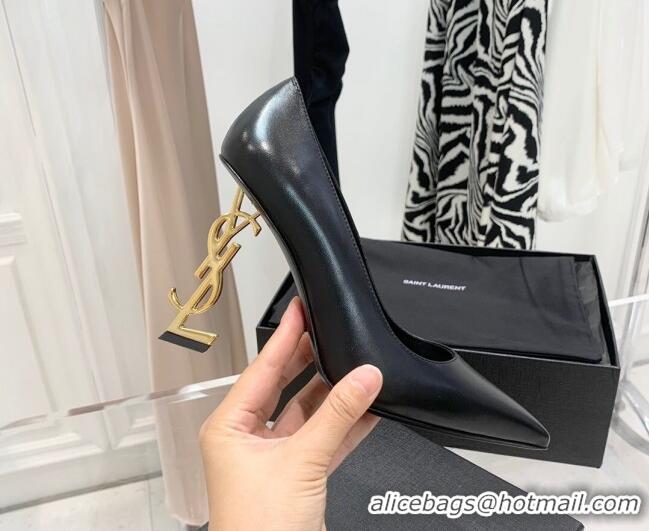 Best Price Saint Laurent Lambskin YSLHigh Heel Pumps 11cm Black/Gold 081361