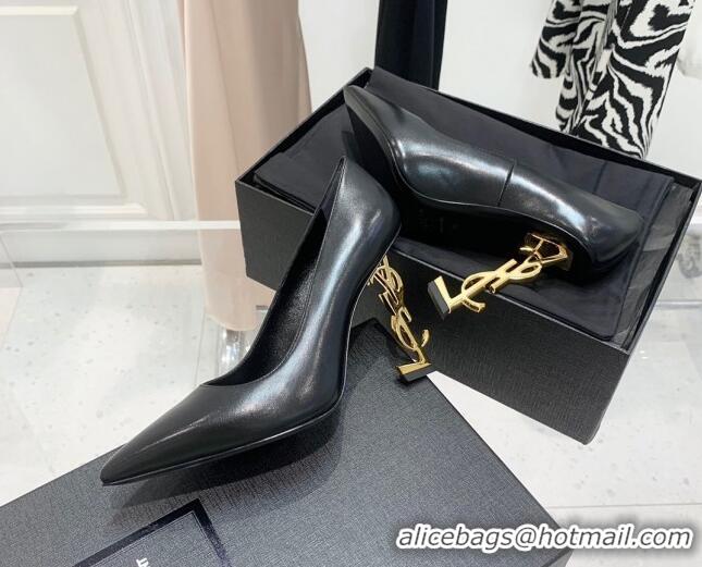 Best Price Saint Laurent Lambskin YSLHigh Heel Pumps 11cm Black/Gold 081361