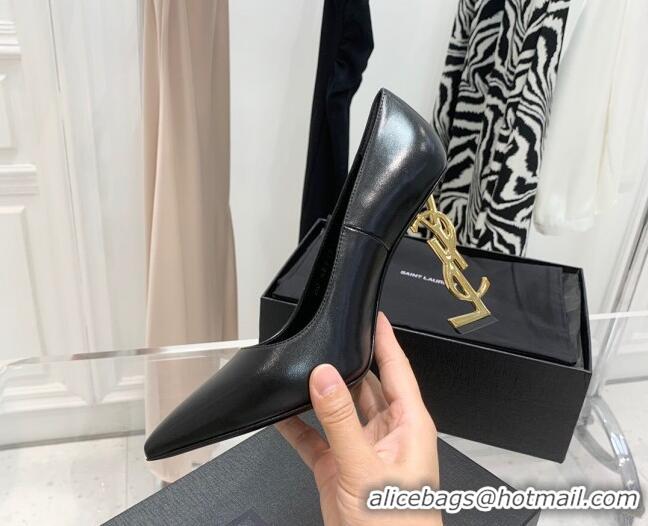 Best Price Saint Laurent Lambskin YSLHigh Heel Pumps 11cm Black/Gold 081361