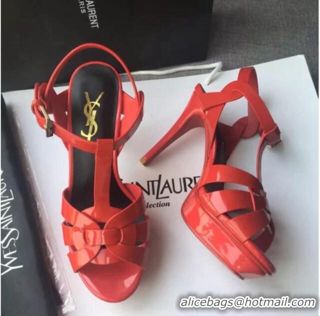 Discount Saint Laurent Tribute Platform Sandals in Patent Leather 82310 Red