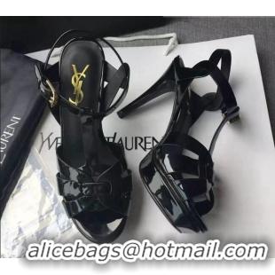 Pretty Style Saint Laurent Tribute Platform Sandals in Patent Leather 82313 Black