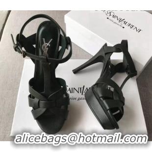 Purchase Saint Laurent Tribute Platform Sandals in Grainy Calfskin 82319 Black