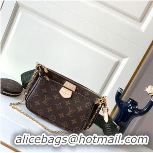 Famous Brand Louis Vuitton original monogram canvas Shoulder Bag MULTI-POCHETTE ACCESSOIRES M44813 Green