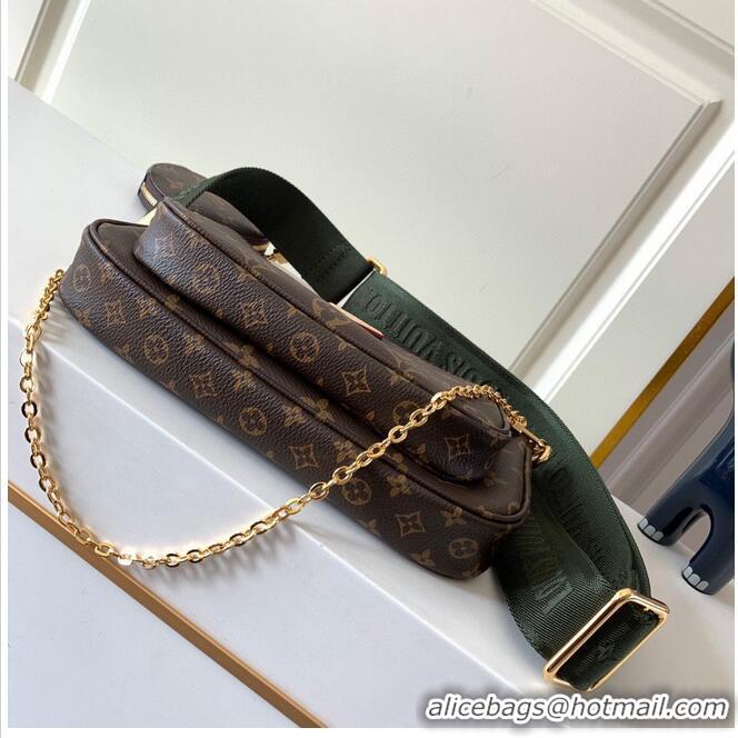 Famous Brand Louis Vuitton original monogram canvas Shoulder Bag MULTI-POCHETTE ACCESSOIRES M44813 Green