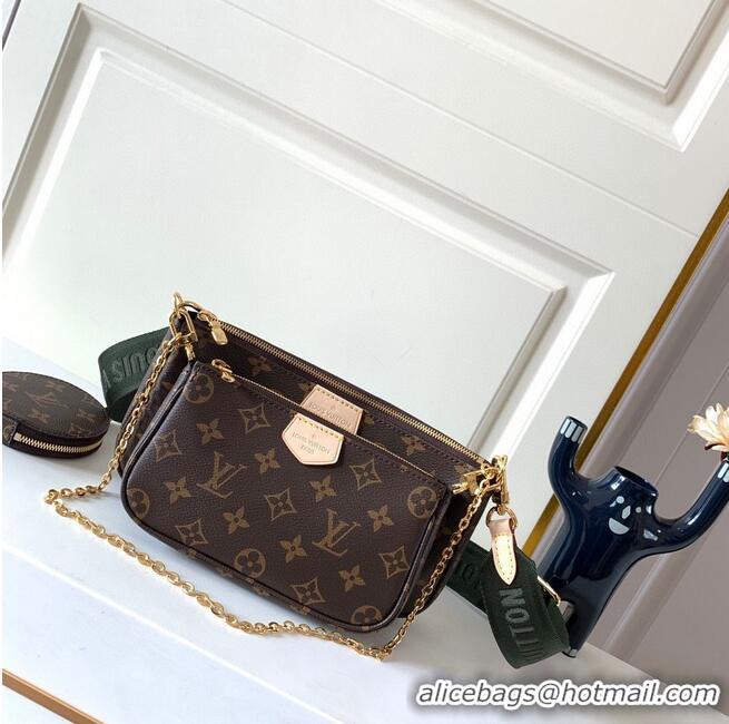 Famous Brand Louis Vuitton original monogram canvas Shoulder Bag MULTI-POCHETTE ACCESSOIRES M44813 Green