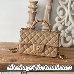 Good Product CHANEL 22B mini flap bag with Gold hardware top handle AS2431 Khaki