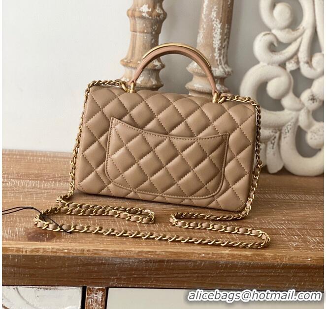 Good Product CHANEL 22B mini flap bag with Gold hardware top handle AS2431 Khaki