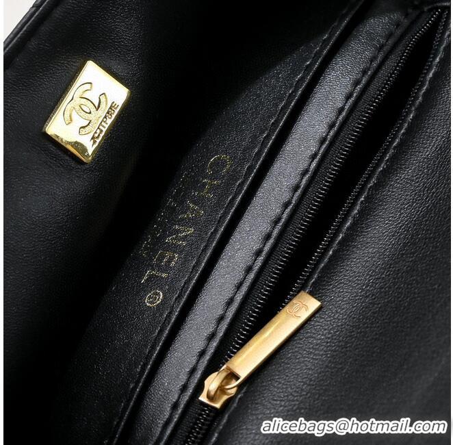 Promotional CHANEL 22B mini CF flap bag with Gold hardware top handle AS2431 Black