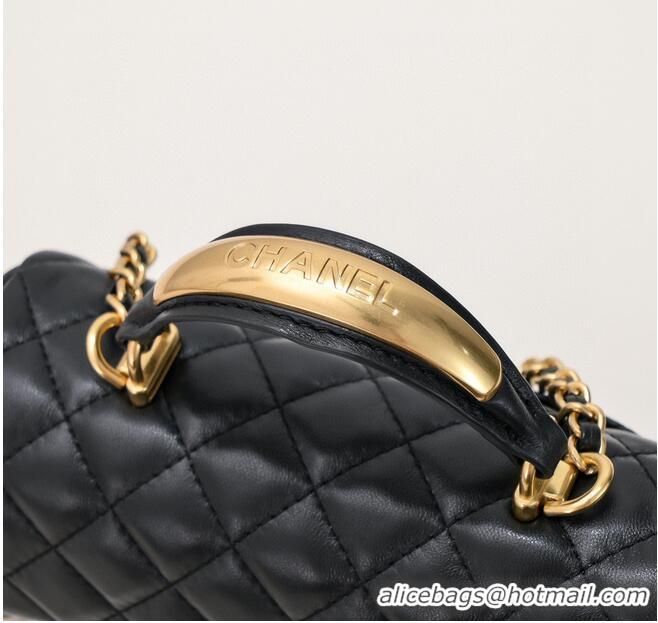 Promotional CHANEL 22B mini CF flap bag with Gold hardware top handle AS2431 Black