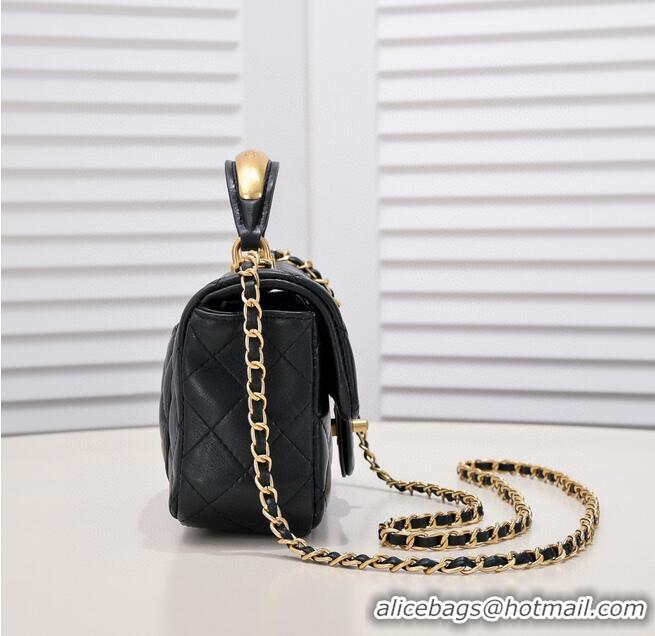 Promotional CHANEL 22B mini CF flap bag with Gold hardware top handle AS2431 Black