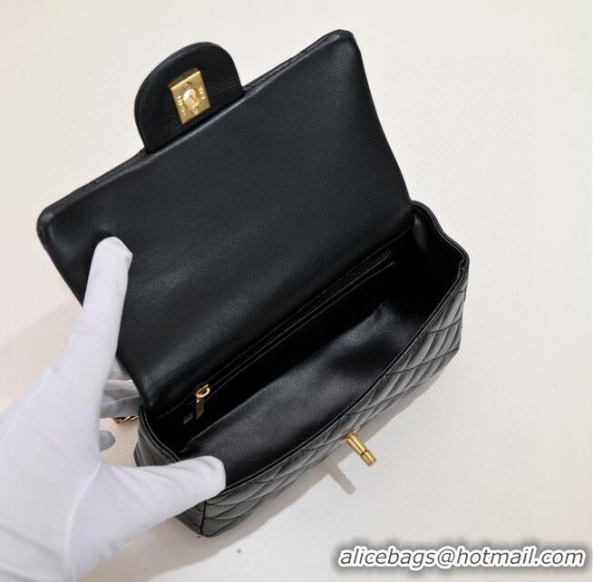 Promotional CHANEL 22B mini CF flap bag with Gold hardware top handle AS2431 Black