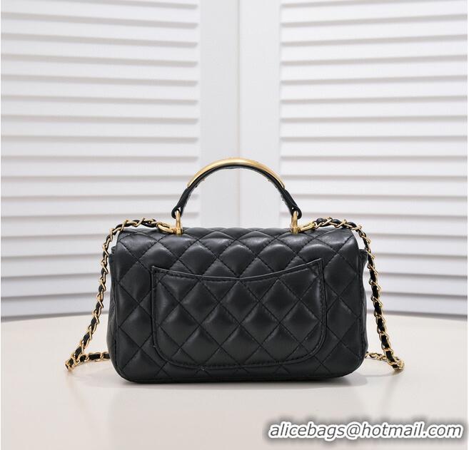 Promotional CHANEL 22B mini CF flap bag with Gold hardware top handle AS2431 Black