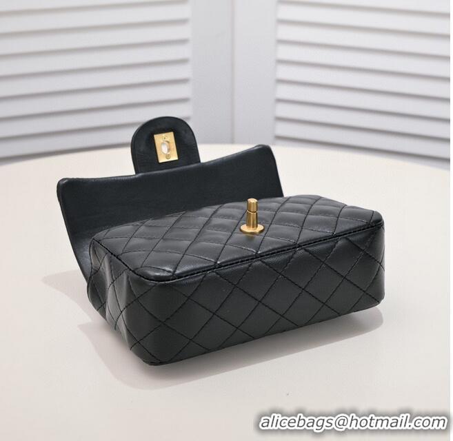 Promotional CHANEL 22B mini CF flap bag with Gold hardware top handle AS2431 Black