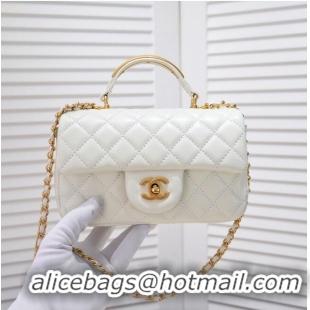 Reasonable Price CHANEL 22B mini CF flap bag with Gold hardware top handle AS2431 White