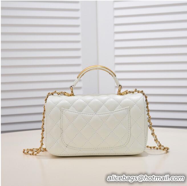 Reasonable Price CHANEL 22B mini CF flap bag with Gold hardware top handle AS2431 White