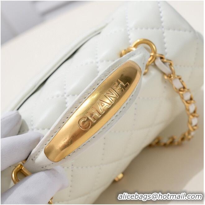 Reasonable Price CHANEL 22B mini CF flap bag with Gold hardware top handle AS2431 White