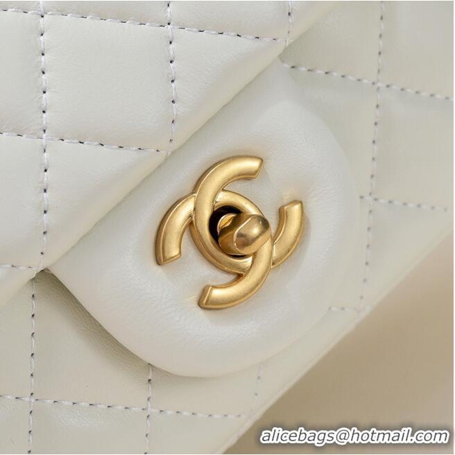 Reasonable Price CHANEL 22B mini CF flap bag with Gold hardware top handle AS2431 White