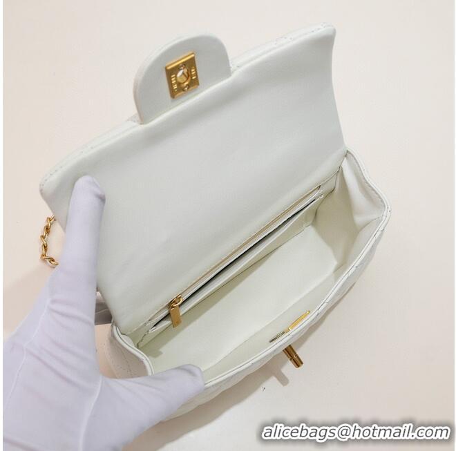 Reasonable Price CHANEL 22B mini CF flap bag with Gold hardware top handle AS2431 White