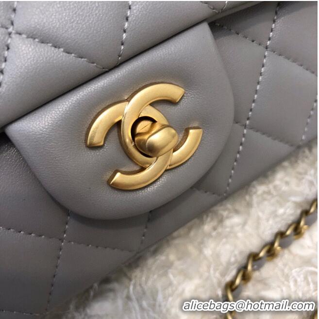 Best Price CHANEL 22B mini CF flap bag with Gold hardware top handle AS2431 Gray