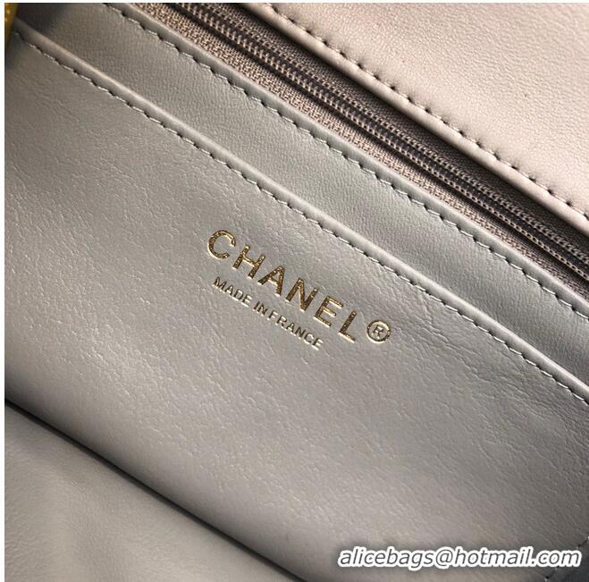 Best Price CHANEL 22B mini CF flap bag with Gold hardware top handle AS2431 Gray