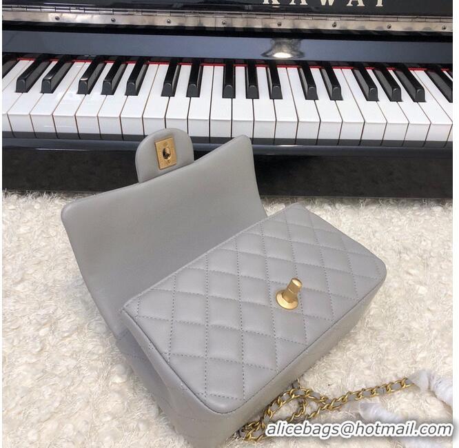 Best Price CHANEL 22B mini CF flap bag with Gold hardware top handle AS2431 Gray