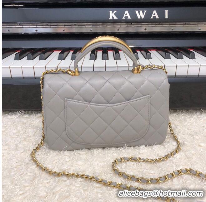 Best Price CHANEL 22B mini CF flap bag with Gold hardware top handle AS2431 Gray