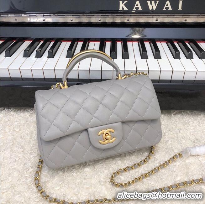 Best Price CHANEL 22B mini CF flap bag with Gold hardware top handle AS2431 Gray