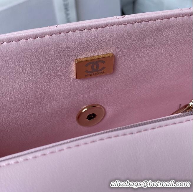 Well Crafted CHANEL 22B mini CF flap bag with top handle AS2431 Pink