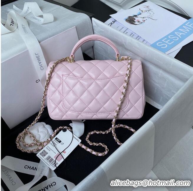 Well Crafted CHANEL 22B mini CF flap bag with top handle AS2431 Pink