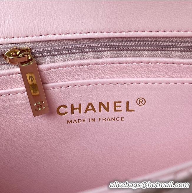 Well Crafted CHANEL 22B mini CF flap bag with top handle AS2431 Pink