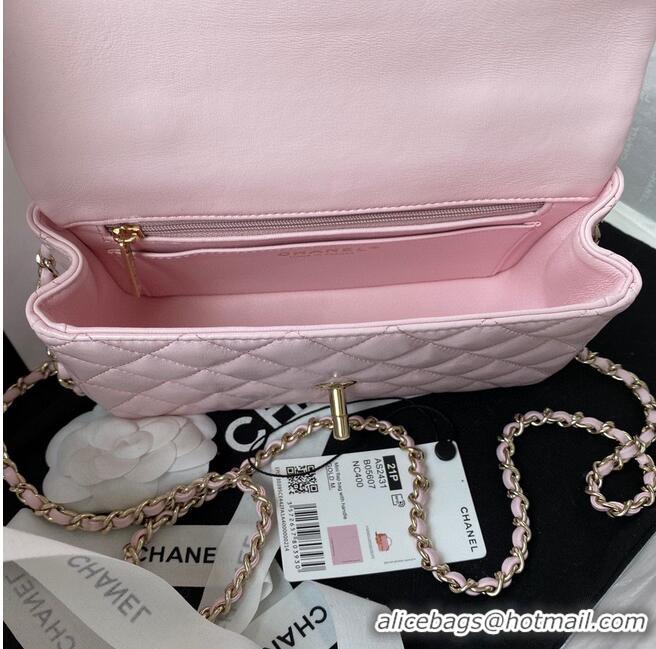 Well Crafted CHANEL 22B mini CF flap bag with top handle AS2431 Pink